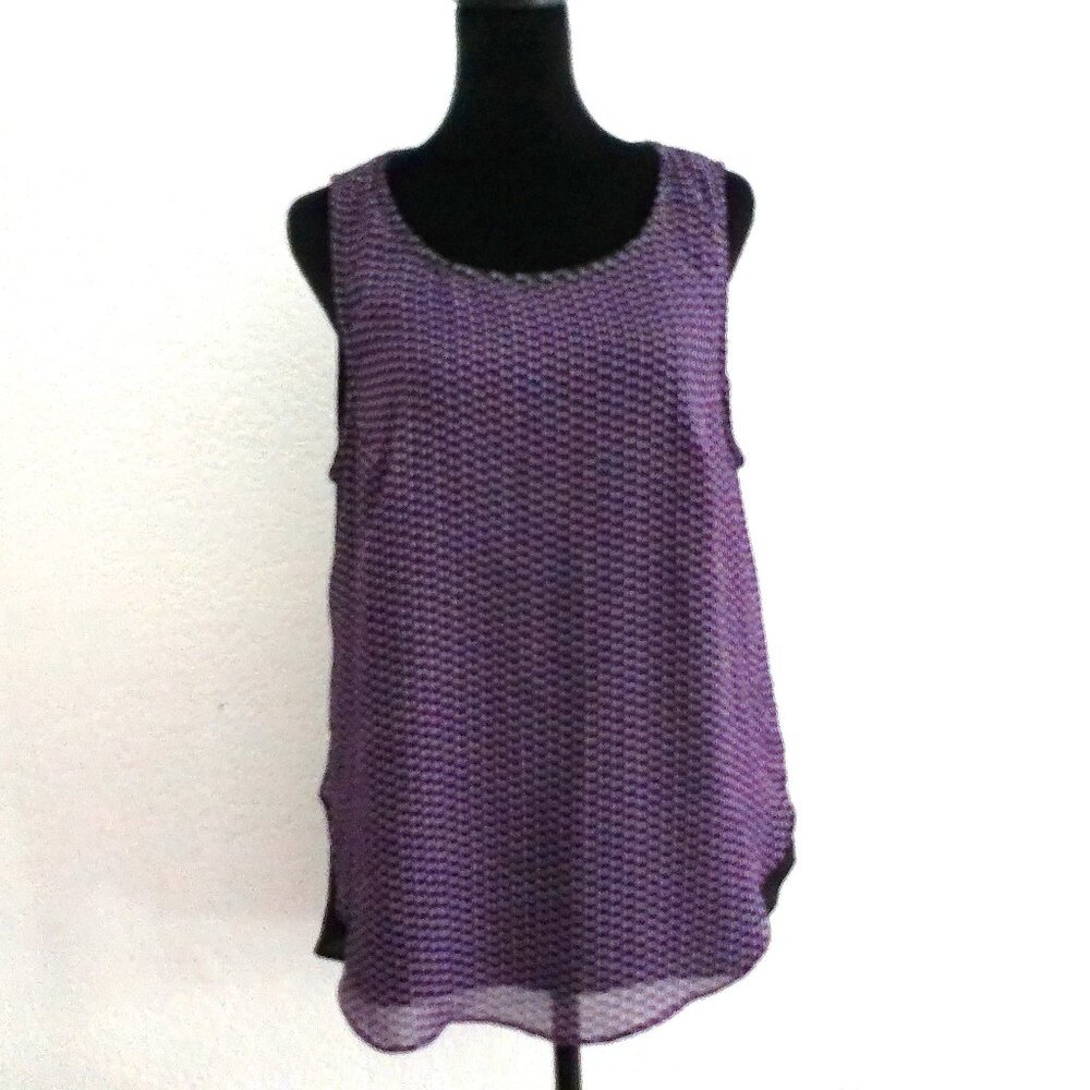H S, Purple/black tank top, double layers